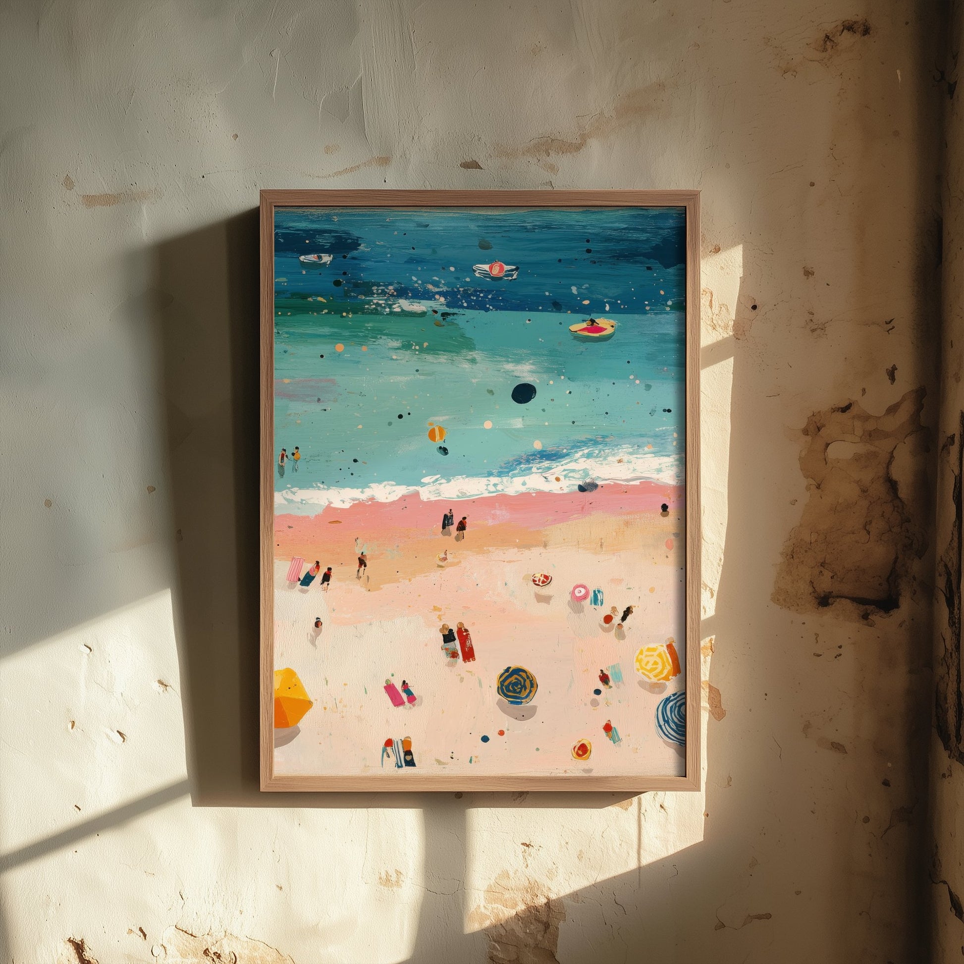 Weston-super-Mare Beach Travel Poster - Aerial Beach Art Print - Impasto Beach Painting - Somerset Panel 2/3