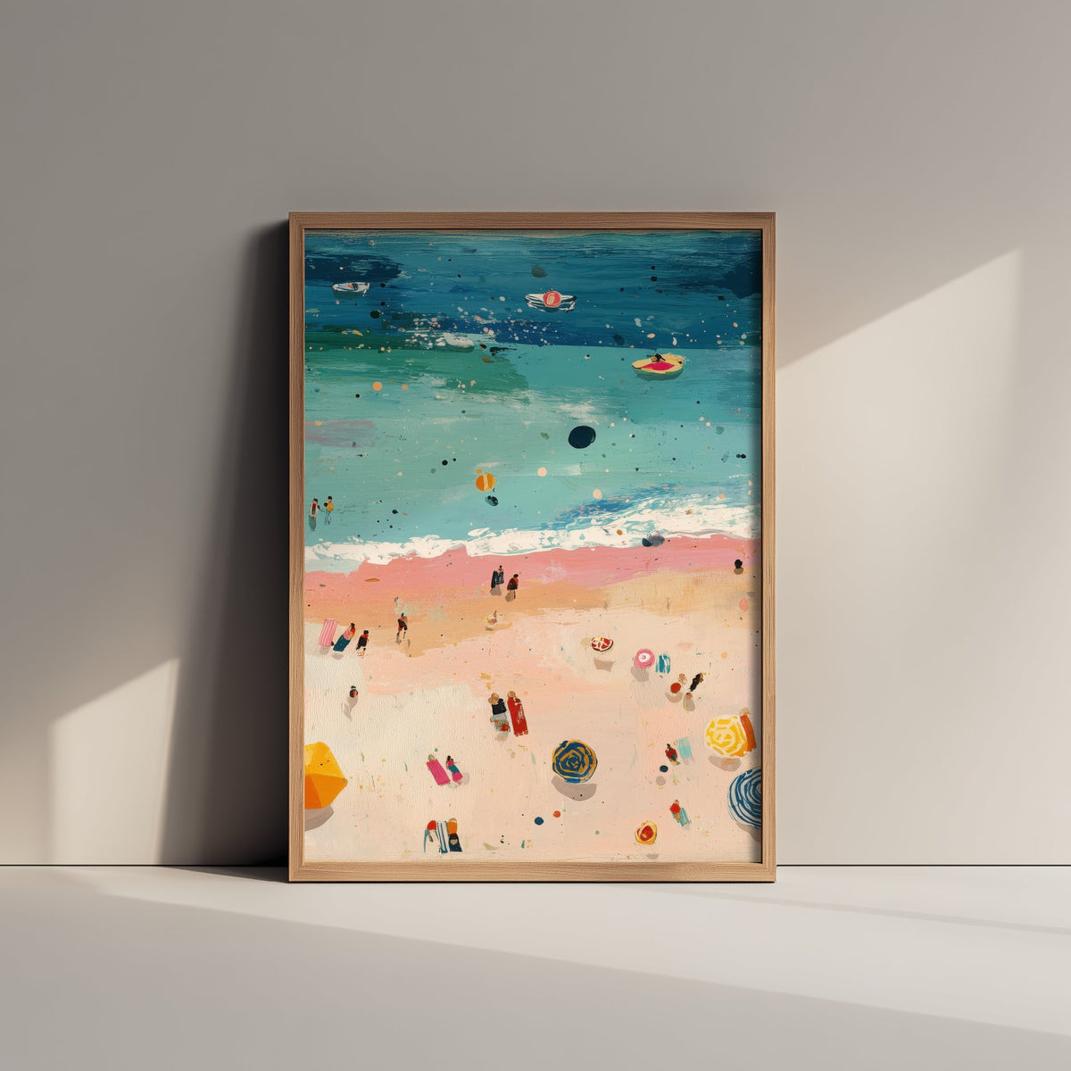 Weston-super-Mare Beach Travel Poster - Aerial Beach Art Print - Impasto Beach Painting - Somerset Panel 2/3