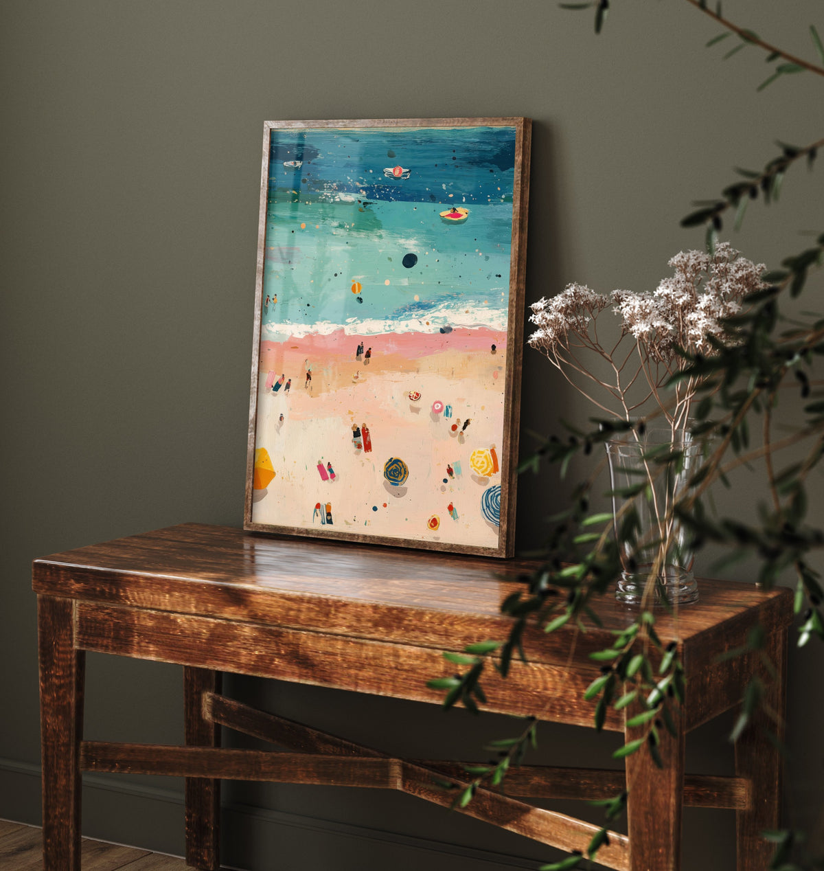 Weston-super-Mare Beach Travel Poster - Aerial Beach Art Print - Impasto Beach Painting - Somerset Panel 2/3