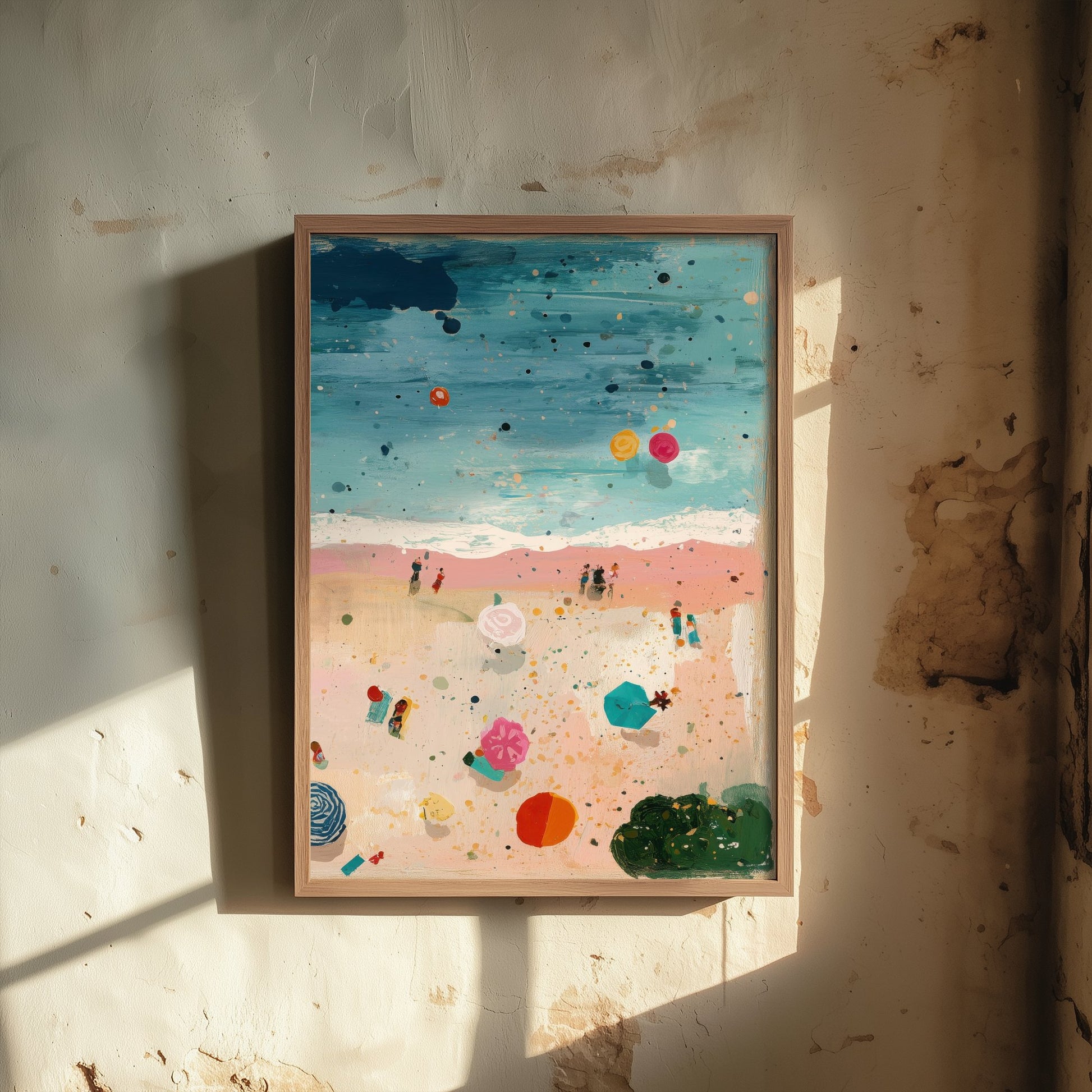 Weston-super-Mare Beach Travel Poster - Aerial Beach Art Print - Impasto Beach Painting - Somerset Panel 3/3