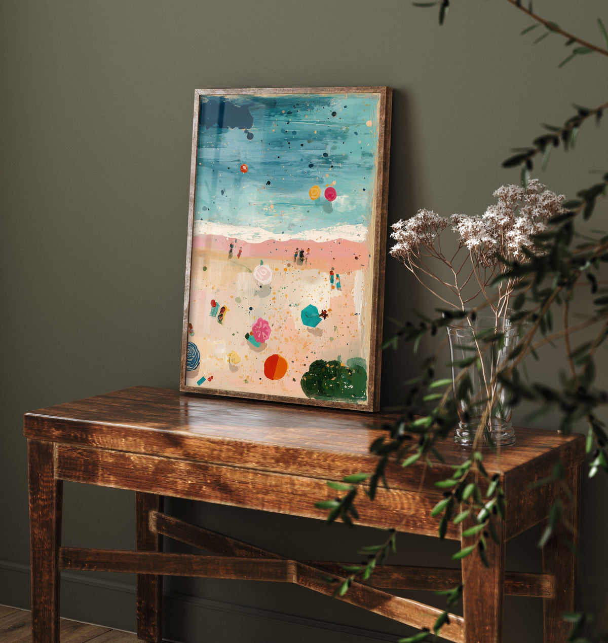 Weston-super-Mare Beach Travel Poster - Aerial Beach Art Print - Impasto Beach Painting - Somerset Panel 3/3