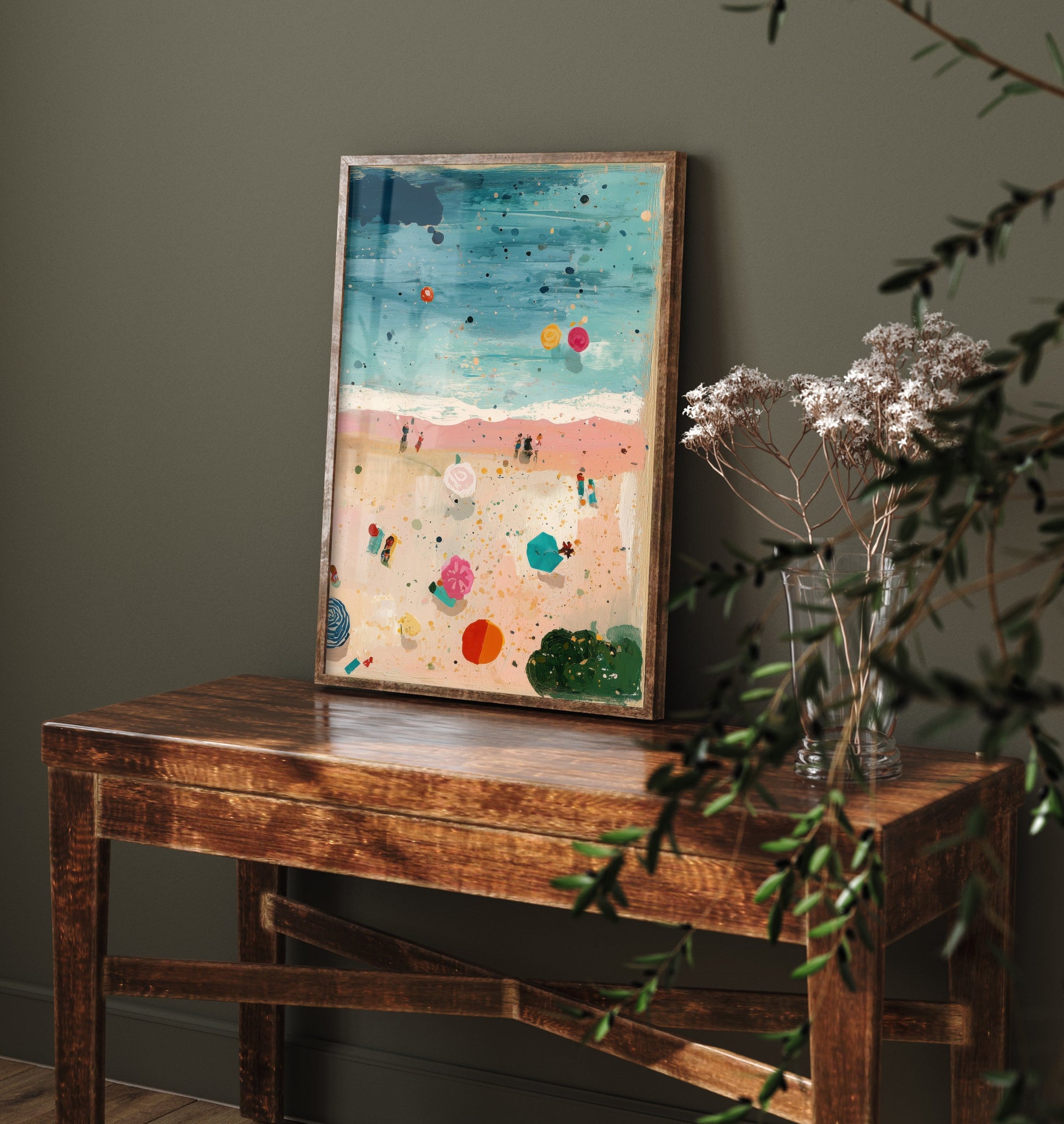 Weston-super-Mare Beach Travel Poster - Aerial Beach Art Print - Impasto Beach Painting - Somerset Panel 3/3