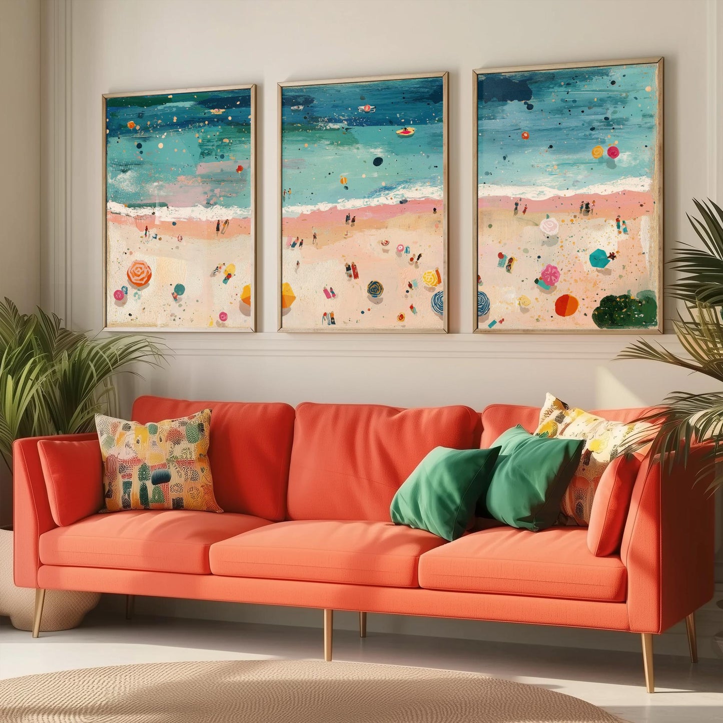 Weston-super-Mare Beach Set of Three Prints - Aerial Somerset Coast Posters - Palette Knife Oil Painting - Sandy Bay Wall Art