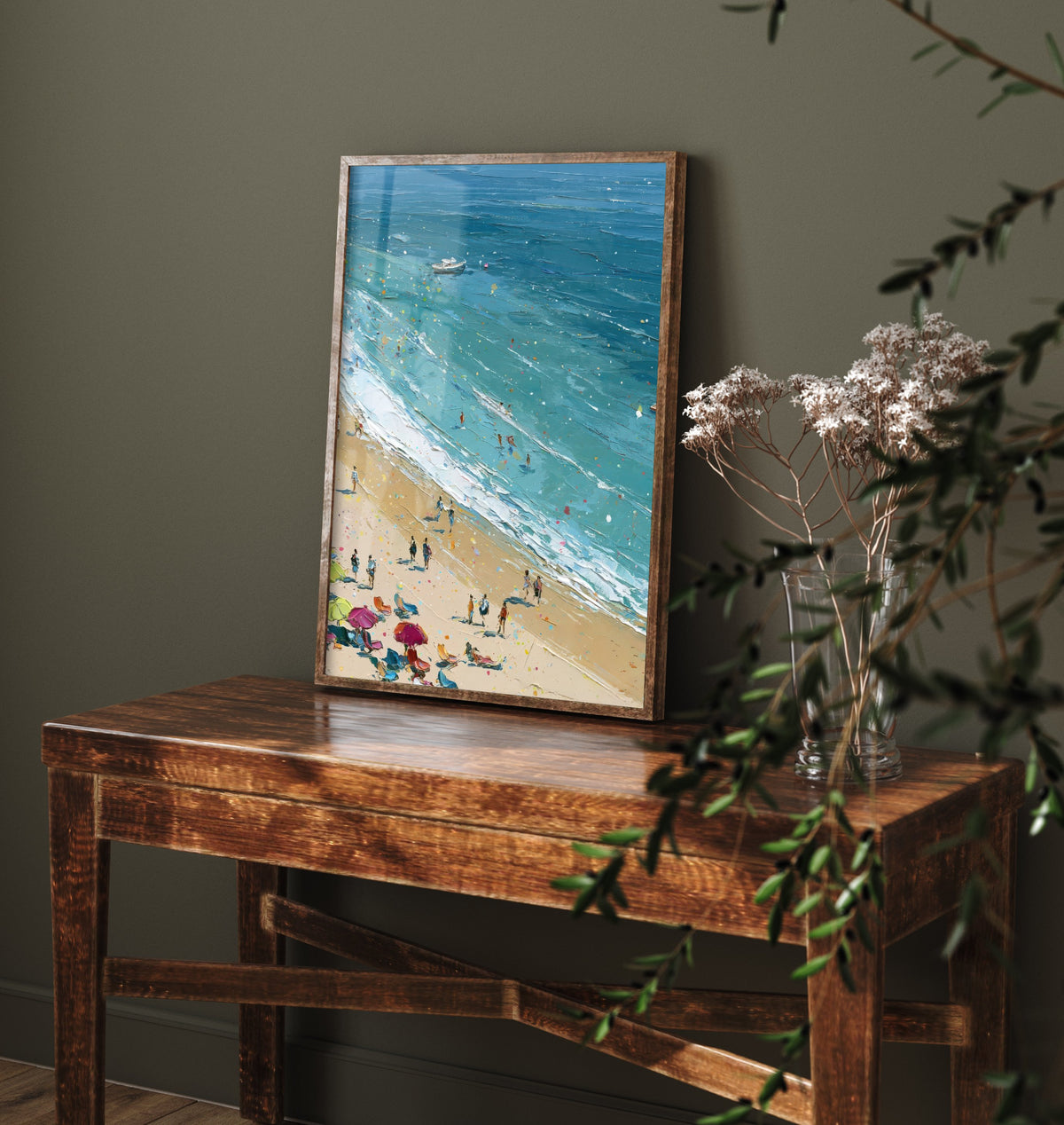 Weymouth Beach Travel Poster - Aerial Beach Art Print - Impasto Beach Painting - Dorset Panel 2/3