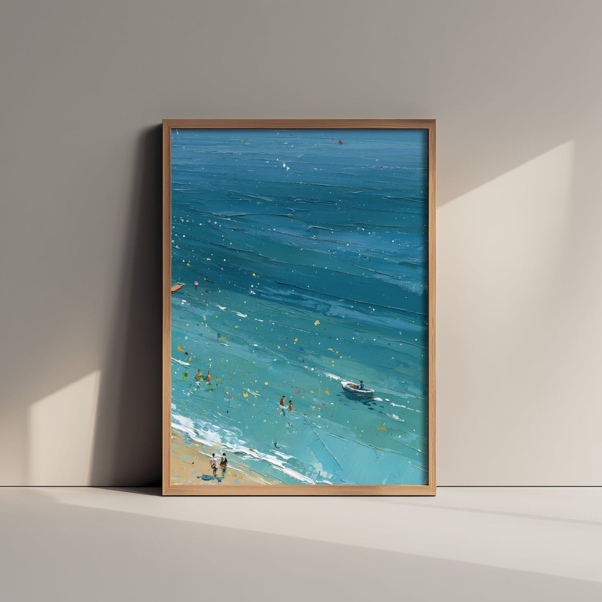 Weymouth Beach Travel Poster - Aerial Beach Art Print - Impasto Beach Painting - Dorset Panel 3/3