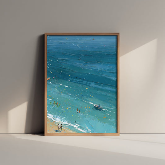 Weymouth Beach Travel Poster - Aerial Beach Art Print - Impasto Beach Painting - Dorset Panel 3/3
