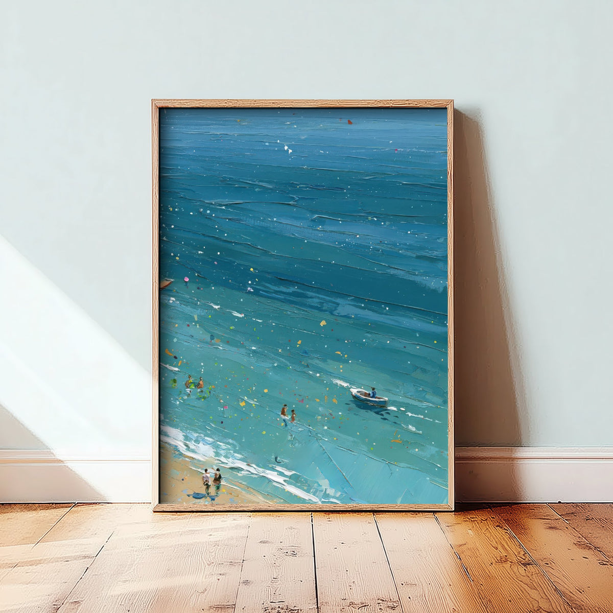 Weymouth Beach Travel Poster - Aerial Beach Art Print - Impasto Beach Painting - Dorset Panel 3/3