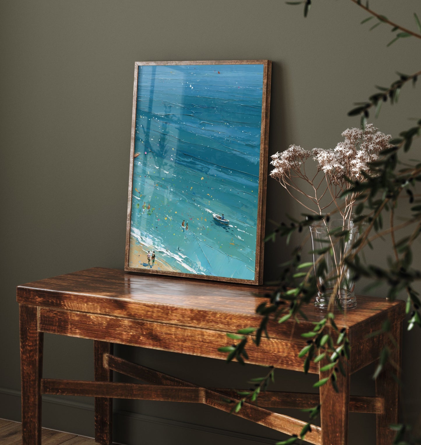 Weymouth Beach Travel Poster - Aerial Beach Art Print - Impasto Beach Painting - Dorset Panel 3/3