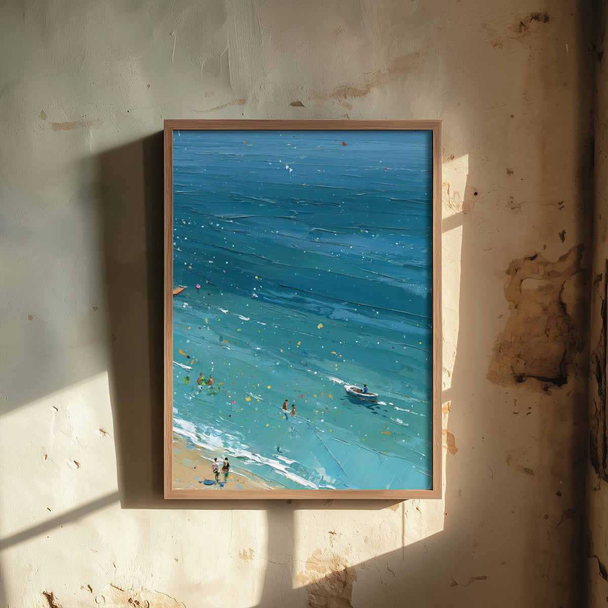 Weymouth Beach Travel Poster - Aerial Beach Art Print - Impasto Beach Painting - Dorset Panel 3/3