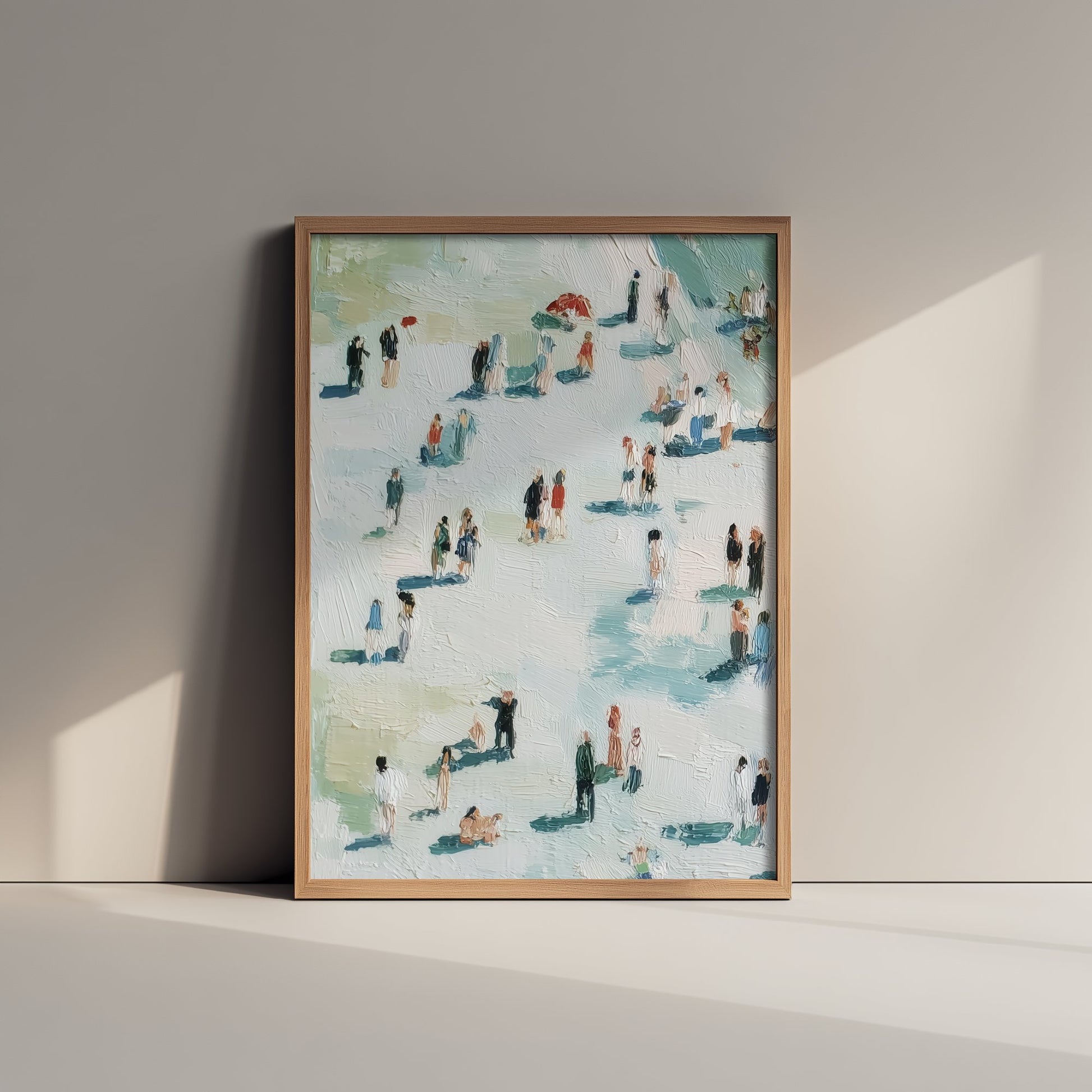 Whitby Beach Travel Poster - Aerial Beach Art Print - Impasto Beach Painting - North Yorkshire Panel 1/3