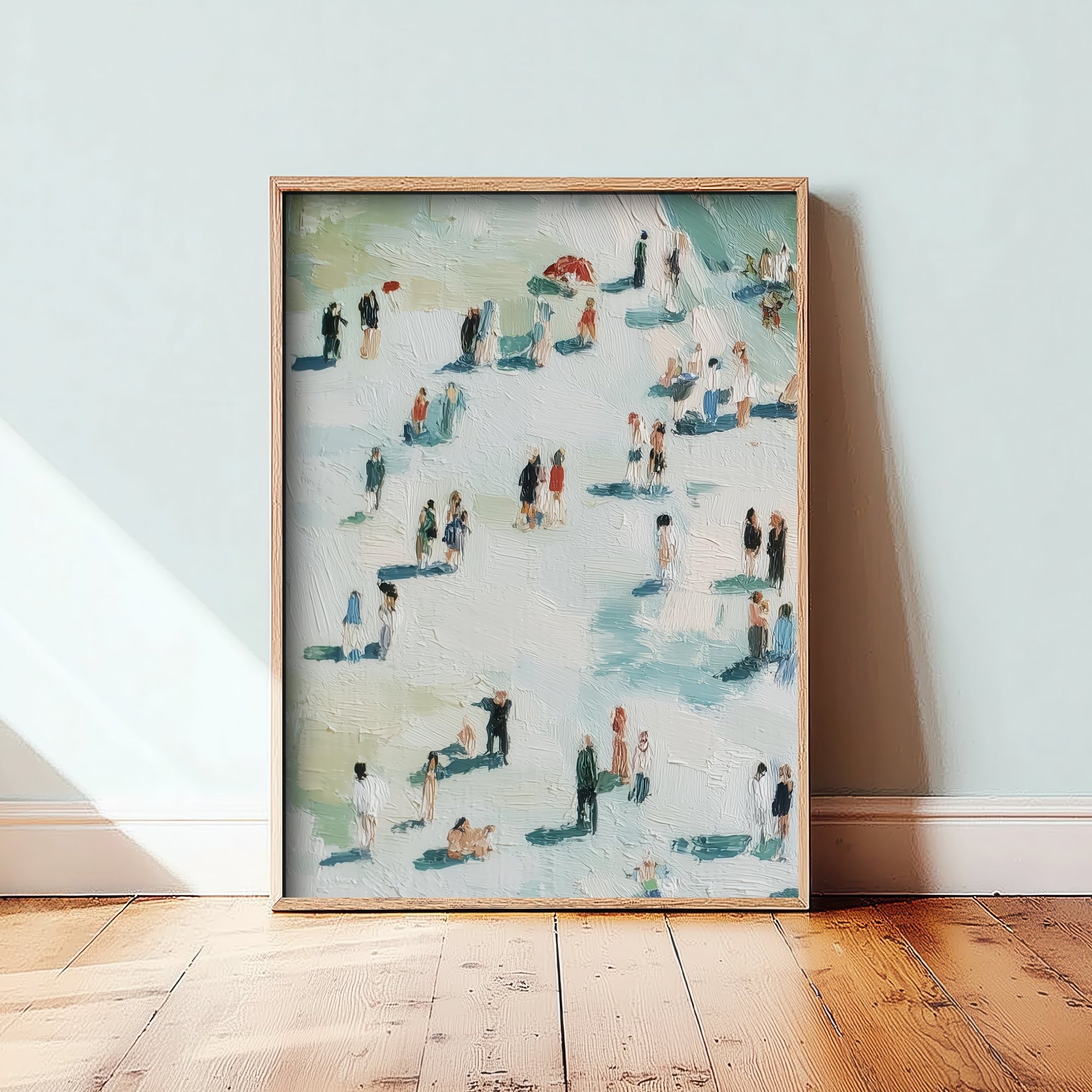 Whitby Beach Travel Poster - Aerial Beach Art Print - Impasto Beach Painting - North Yorkshire Panel 1/3