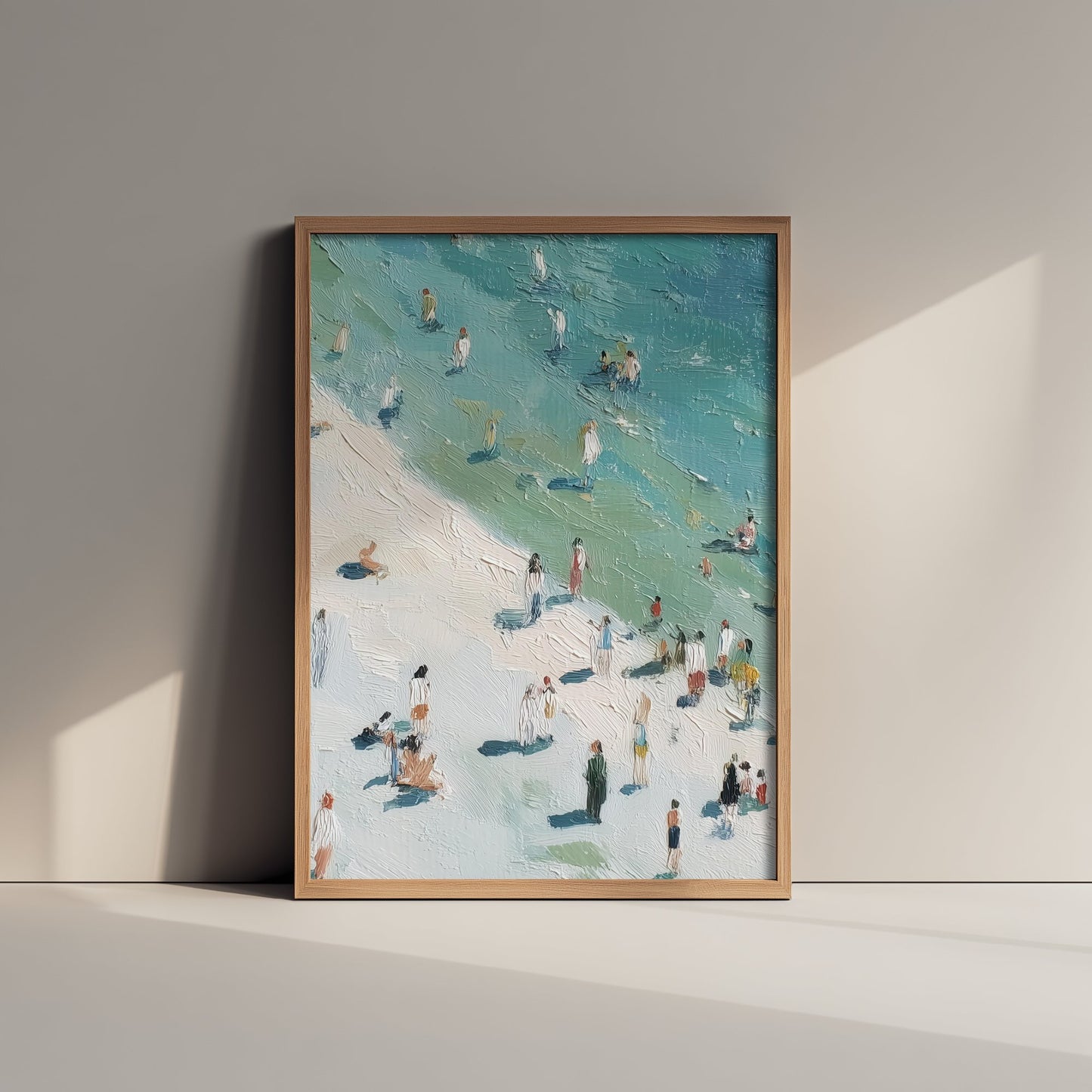 Whitby Beach Travel Poster - Aerial Beach Art Print - Impasto Beach Painting - North Yorkshire Panel 2/3