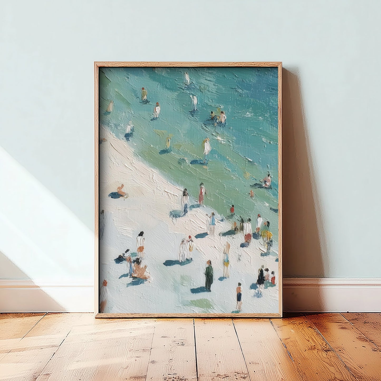 Whitby Beach Travel Poster - Aerial Beach Art Print - Impasto Beach Painting - North Yorkshire Panel 2/3