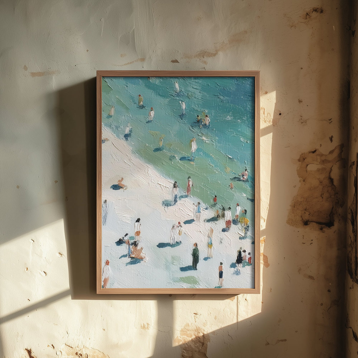 Whitby Beach Travel Poster - Aerial Beach Art Print - Impasto Beach Painting - North Yorkshire Panel 2/3