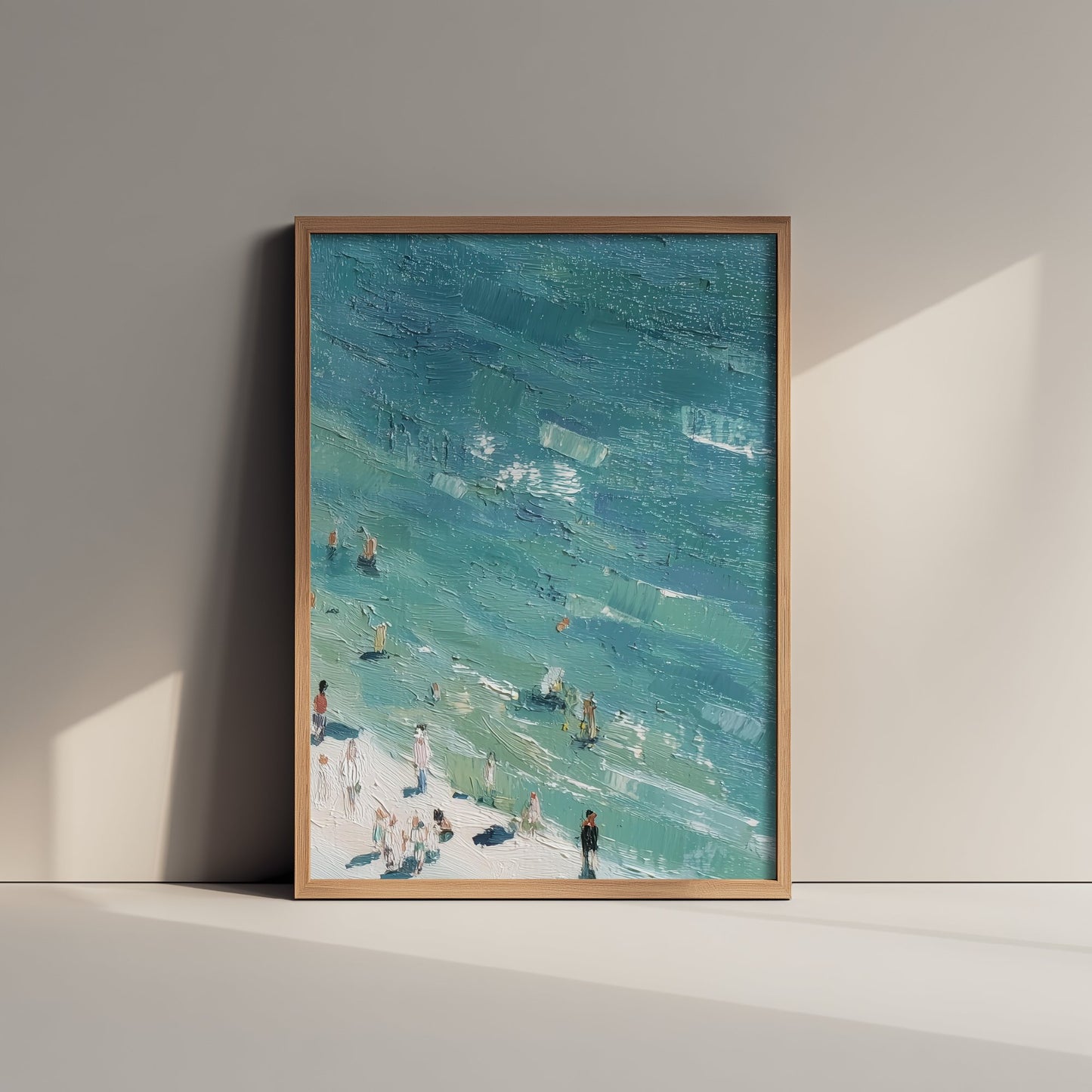 Whitby Beach Travel Poster - Aerial Beach Art Print - Impasto Beach Painting - North Yorkshire Panel 3/3