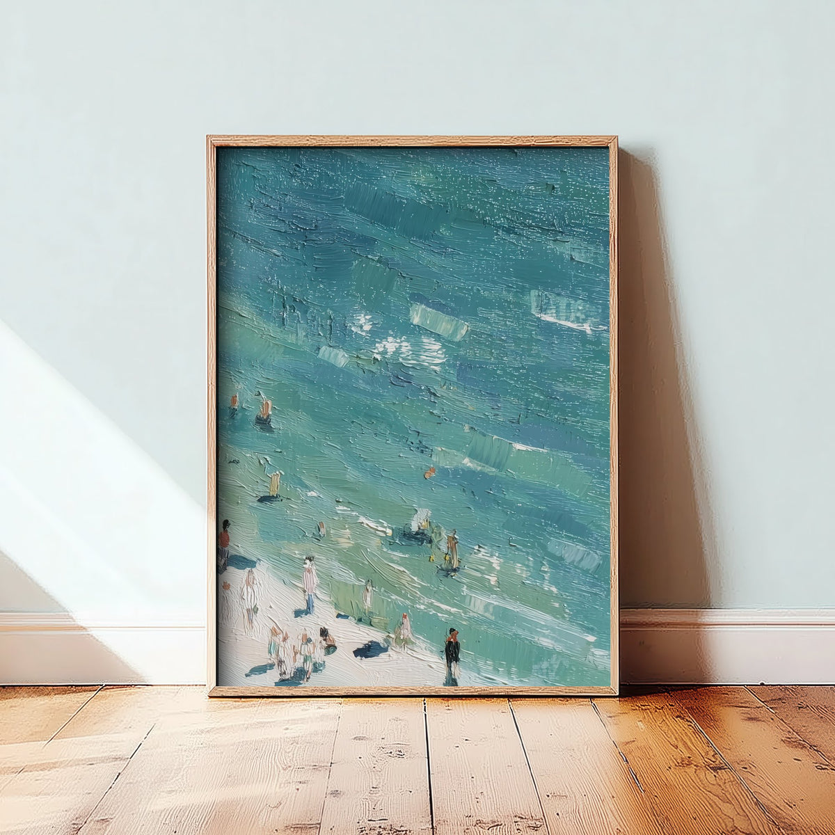 Whitby Beach Travel Poster - Aerial Beach Art Print - Impasto Beach Painting - North Yorkshire Panel 3/3