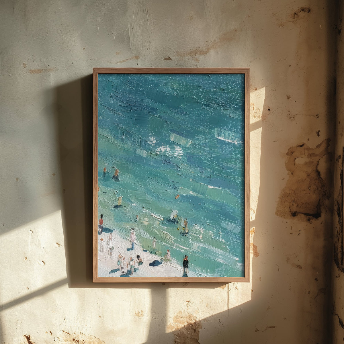 Whitby Beach Travel Poster - Aerial Beach Art Print - Impasto Beach Painting - North Yorkshire Panel 3/3