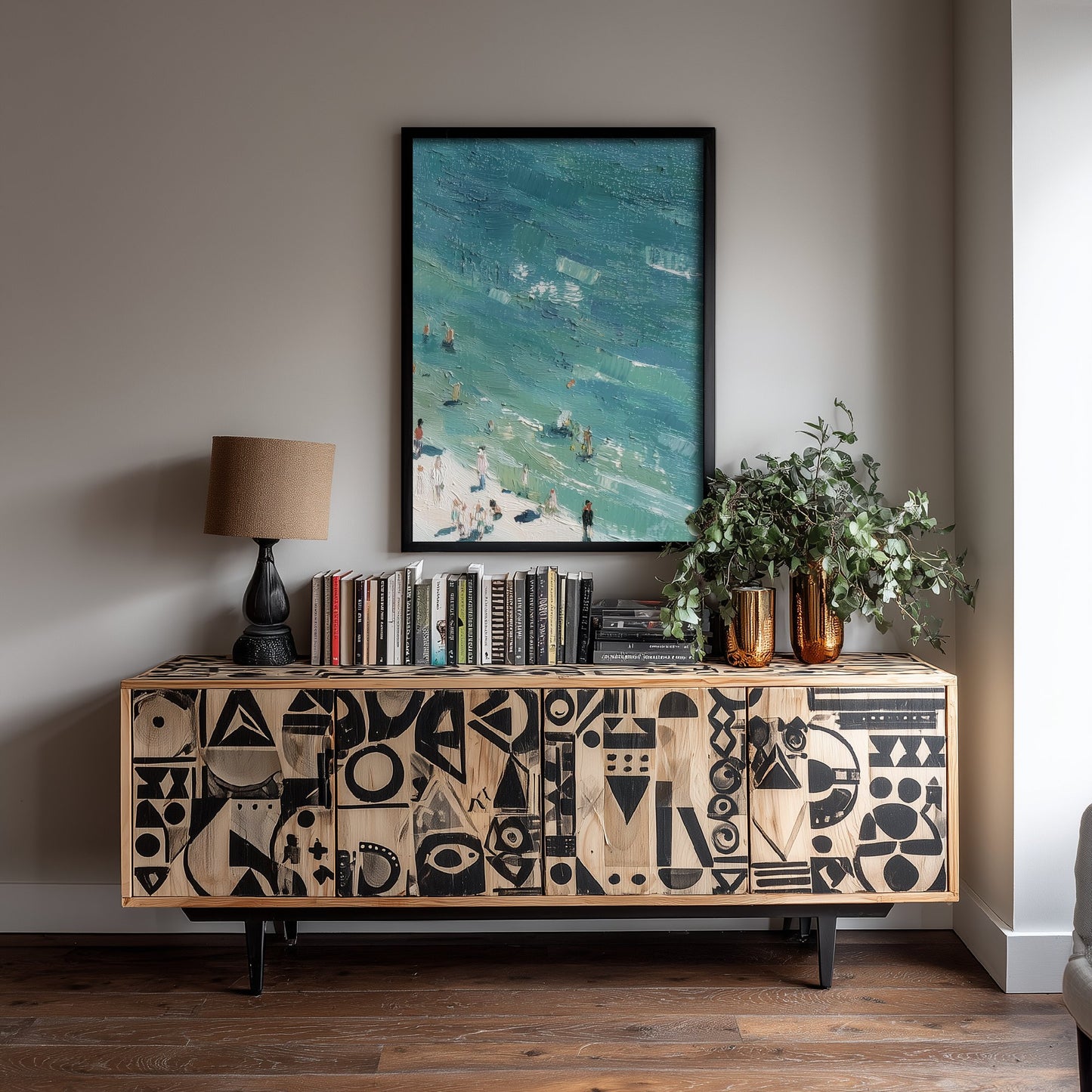 Whitby Beach Travel Poster - Aerial Beach Art Print - Impasto Beach Painting - North Yorkshire Panel 3/3