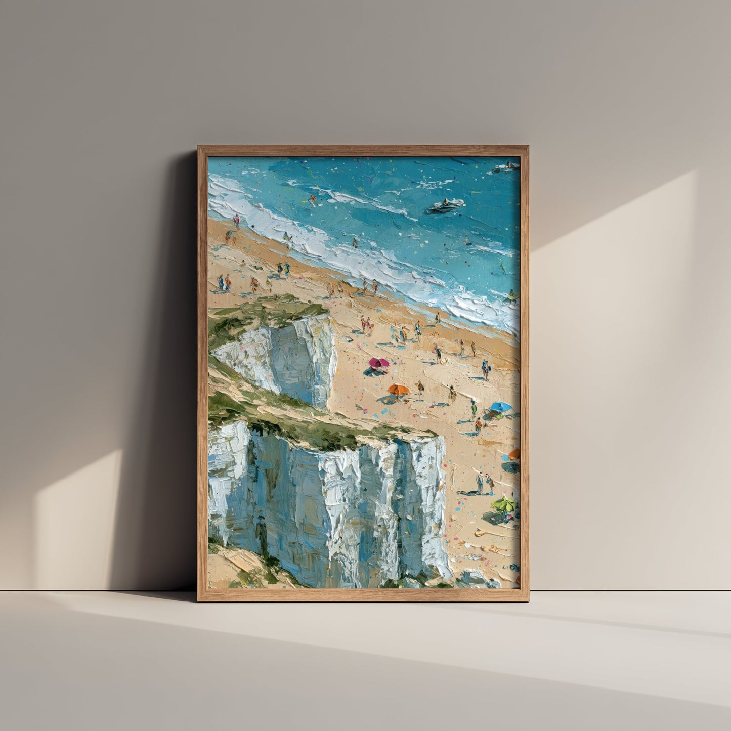 Whiterocks Beach Portrush Travel Poster - Aerial Beach Art Print - Impasto Beach Painting - County Antrim Panel 1/3