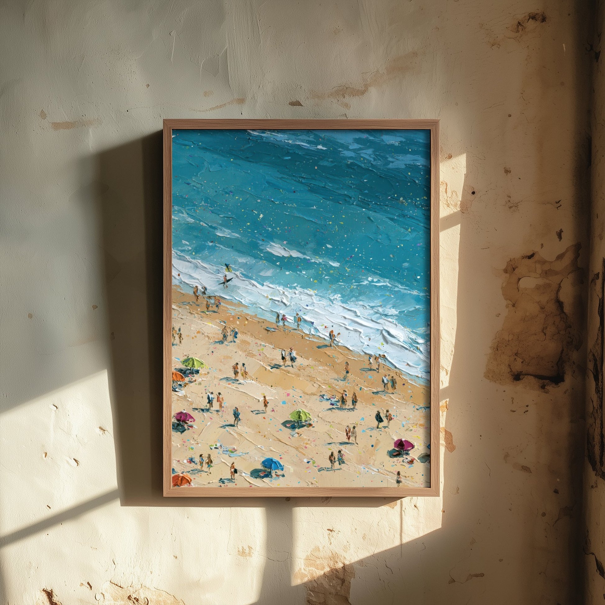 Whiterocks Beach Portrush Travel Poster - Aerial Beach Art Print - Impasto Beach Painting - County Antrim Panel 2/3