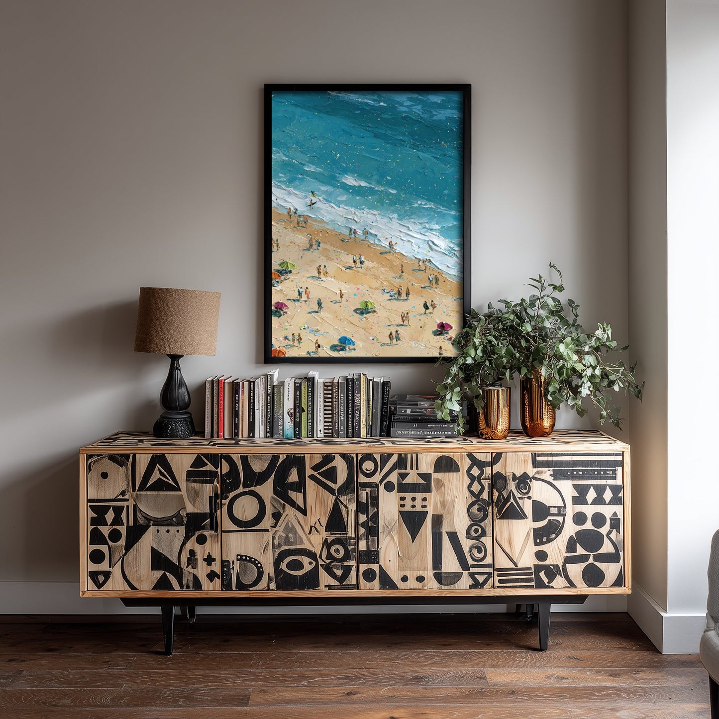 Whiterocks Beach Portrush Travel Poster - Aerial Beach Art Print - Impasto Beach Painting - County Antrim Panel 2/3