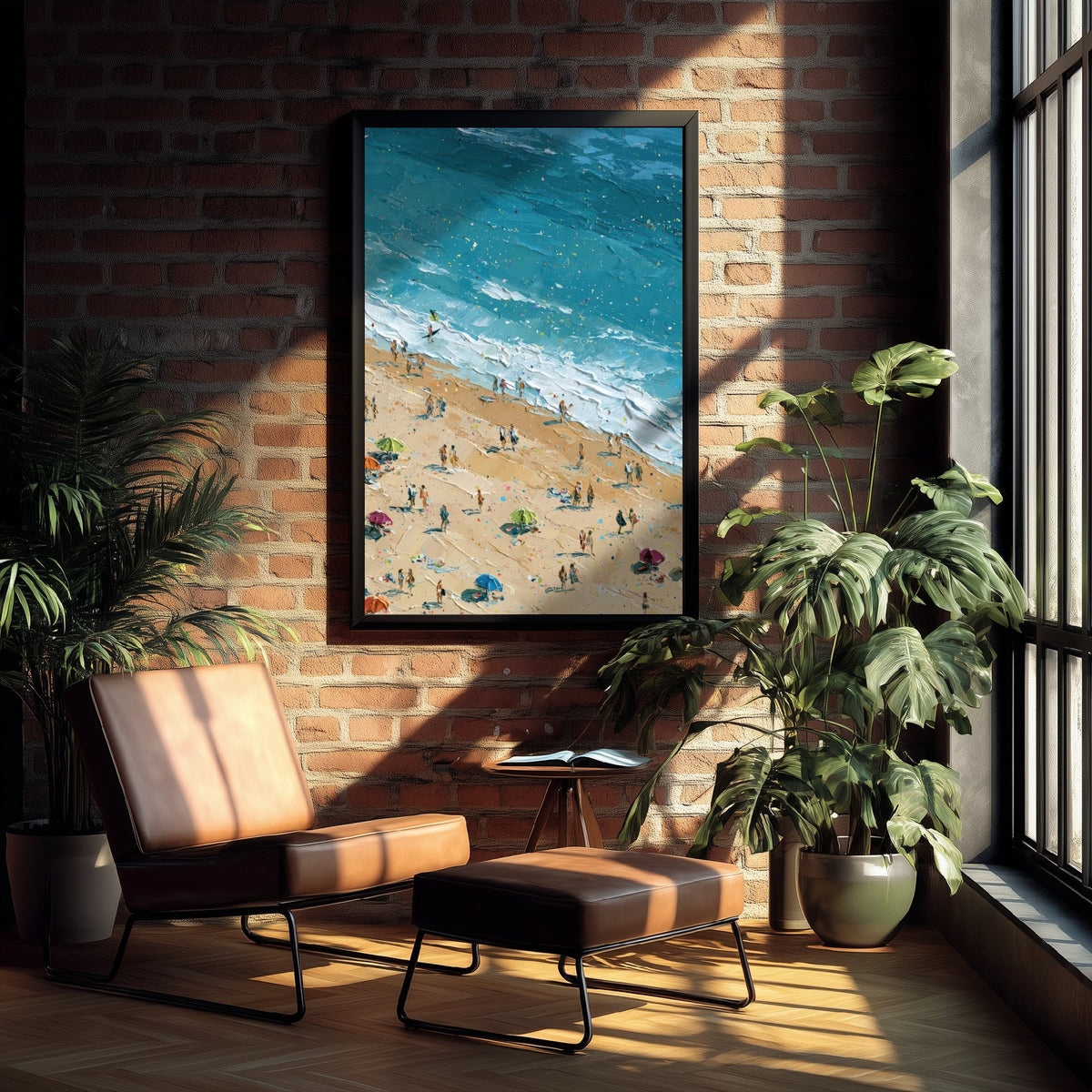 Whiterocks Beach Portrush Travel Poster - Aerial Beach Art Print - Impasto Beach Painting - County Antrim Panel 2/3