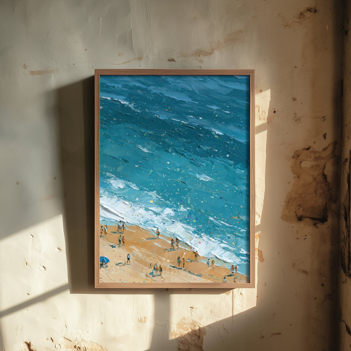 Whiterocks Beach Portrush Travel Poster - Aerial Beach Art Print - Impasto Beach Painting - County Antrim Panel 3/3
