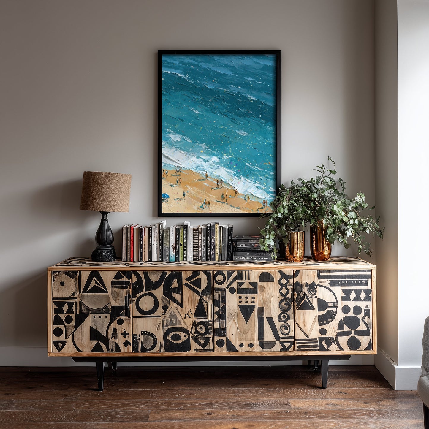 Whiterocks Beach Portrush Travel Poster - Aerial Beach Art Print - Impasto Beach Painting - County Antrim Panel 3/3