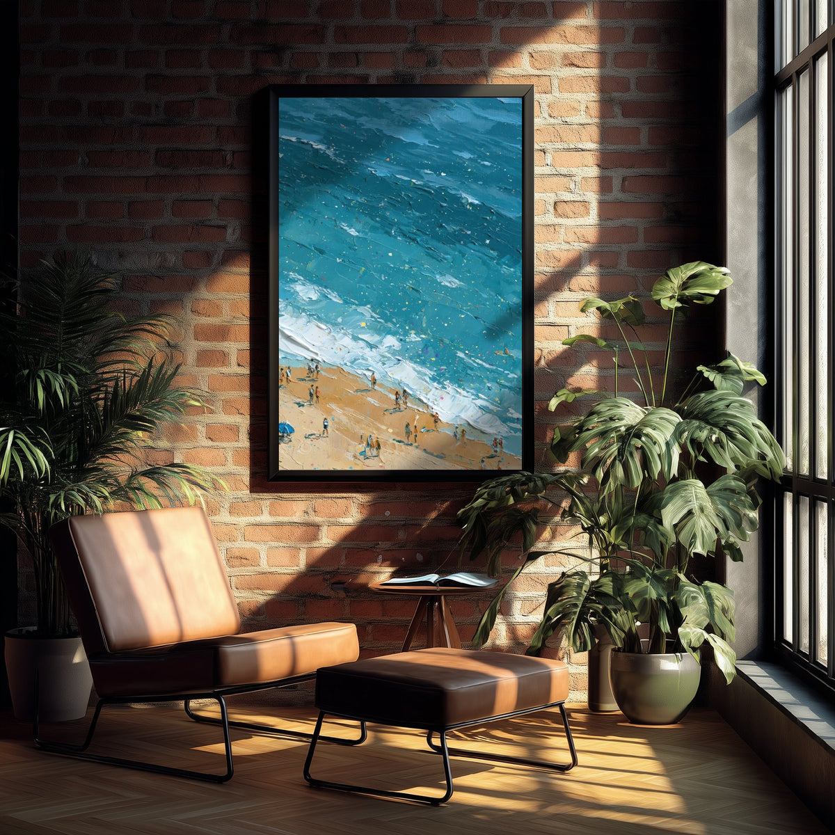 Whiterocks Beach Portrush Travel Poster - Aerial Beach Art Print - Impasto Beach Painting - County Antrim Panel 3/3