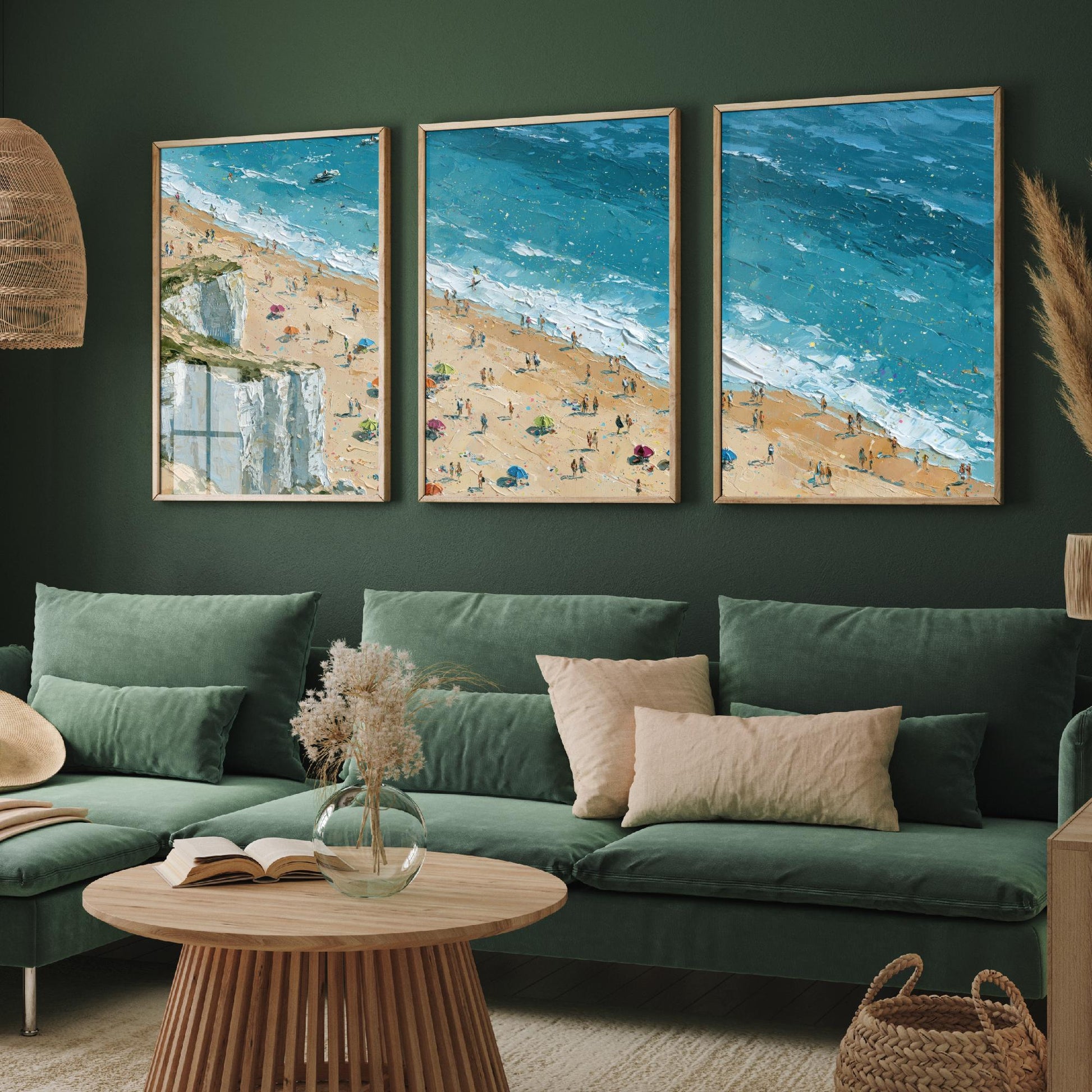Set of Three Whiterocks Beach Portrush Prints - Aerial Coastal Oil Painting Posters - Colourful Seaside Wall Art - Northern Ireland