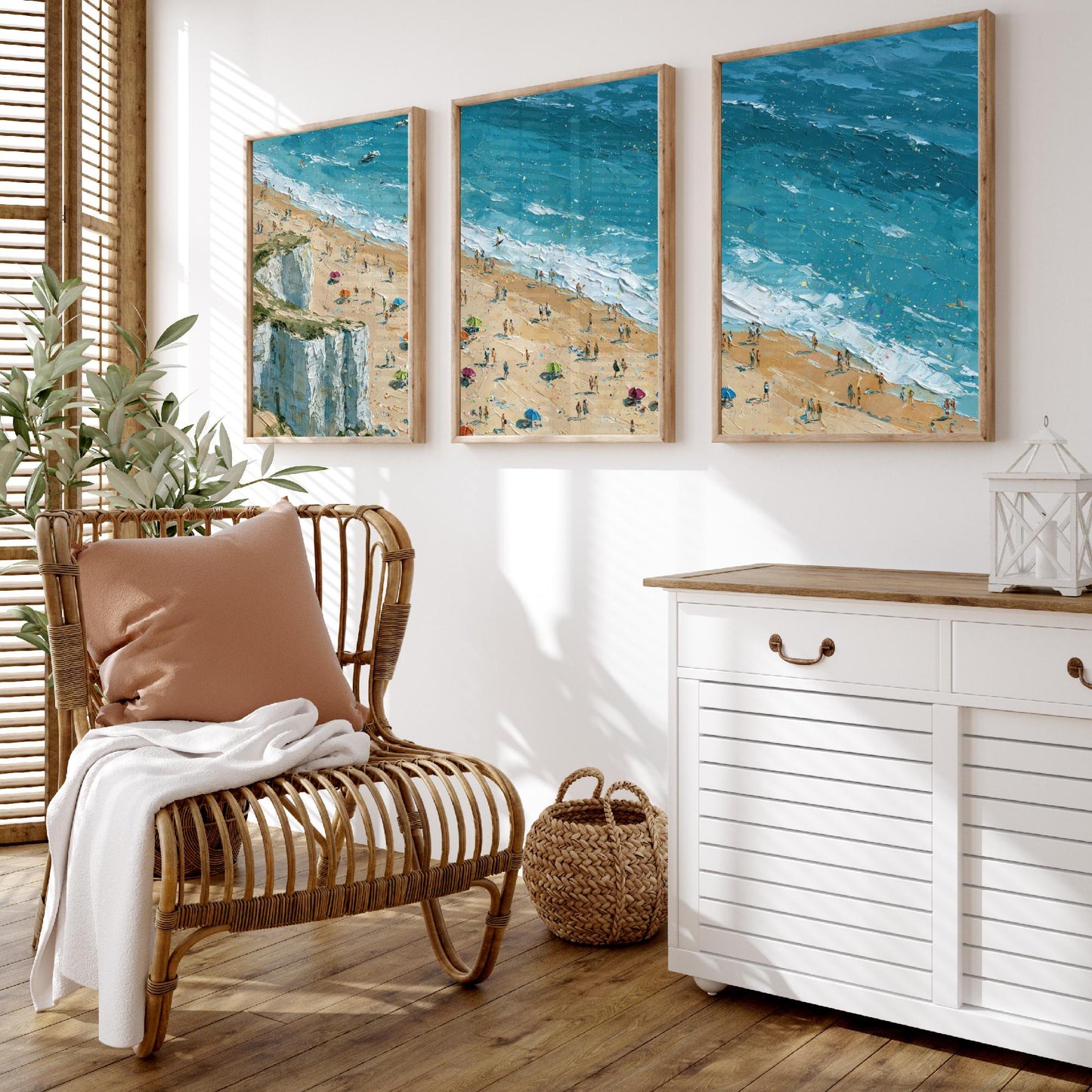 Set of Three Whiterocks Beach Portrush Prints - Aerial Coastal Oil Painting Posters - Colourful Seaside Wall Art - Northern Ireland