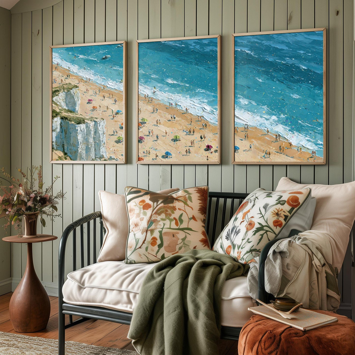 Set of Three Whiterocks Beach Portrush Prints - Aerial Coastal Oil Painting Posters - Colourful Seaside Wall Art - Northern Ireland