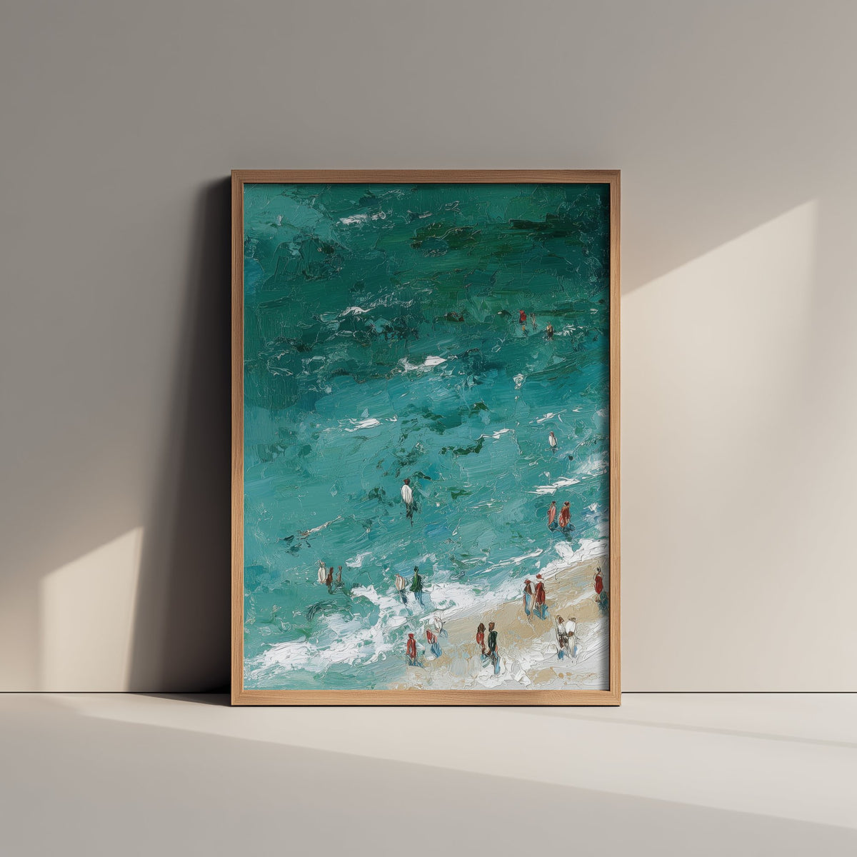 Woolacombe Beach Travel Poster - Aerial Beach Art Print - Impasto Beach Painting - Devon Panel 1/3