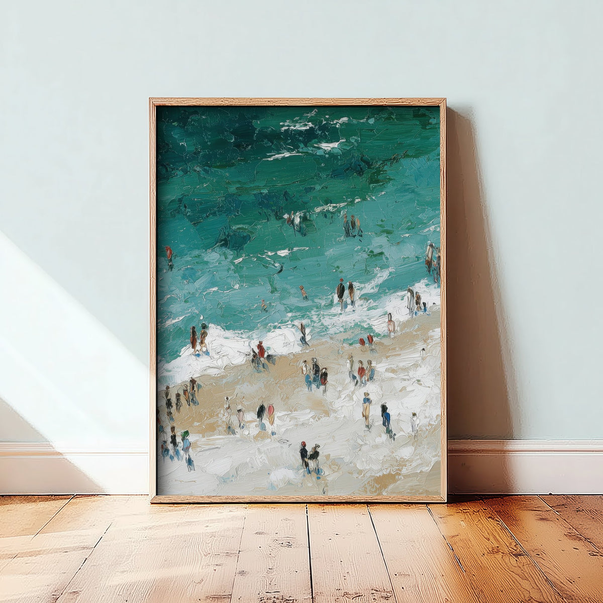 Woolacombe Beach Travel Poster - Aerial Beach Art Print - Impasto Beach Painting - Devon Panel 2/3