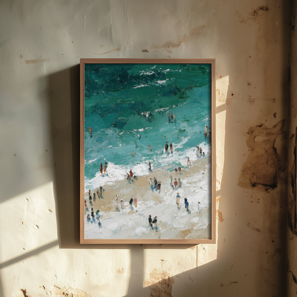 Woolacombe Beach Travel Poster - Aerial Beach Art Print - Impasto Beach Painting - Devon Panel 2/3