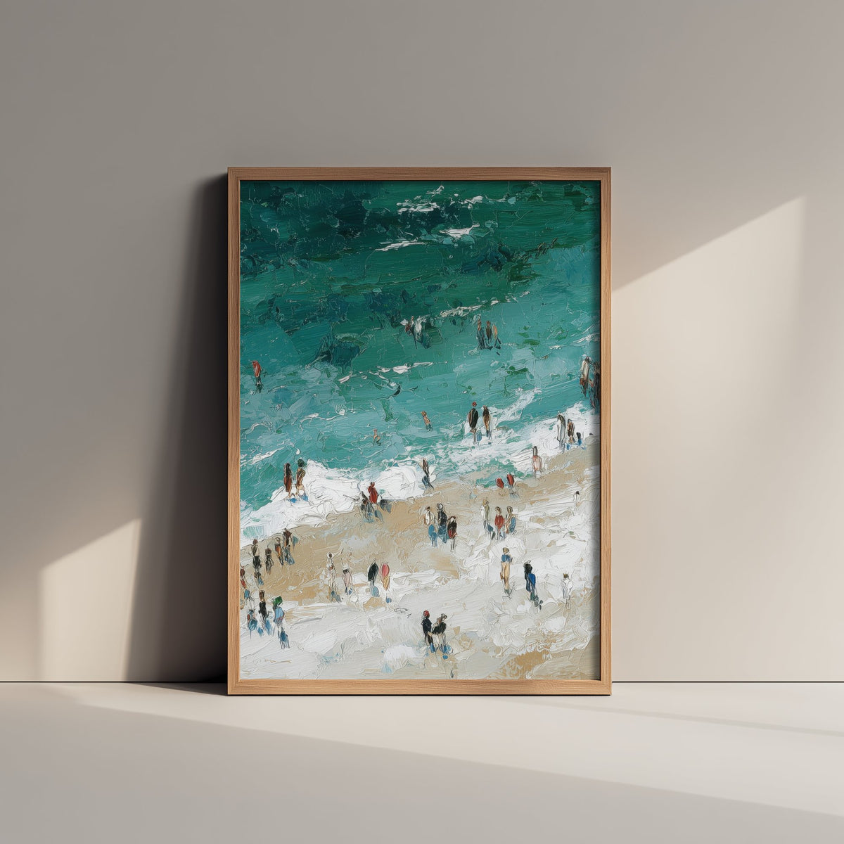 Woolacombe Beach Travel Poster - Aerial Beach Art Print - Impasto Beach Painting - Devon Panel 2/3