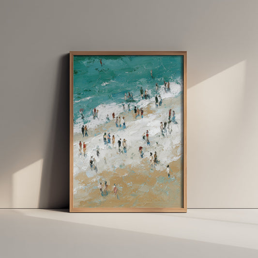 Woolacombe Beach Travel Poster - Aerial Beach Art Print - Impasto Beach Painting - Devon Panel 3/3