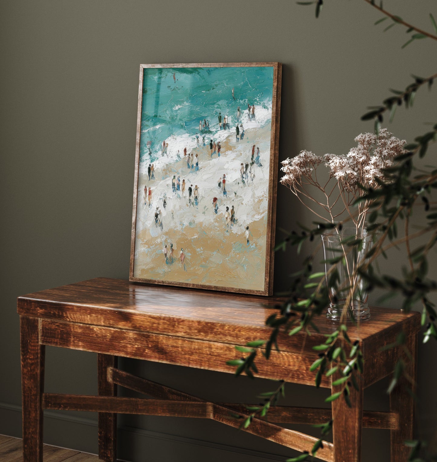 Woolacombe Beach Travel Poster - Aerial Beach Art Print - Impasto Beach Painting - Devon Panel 3/3