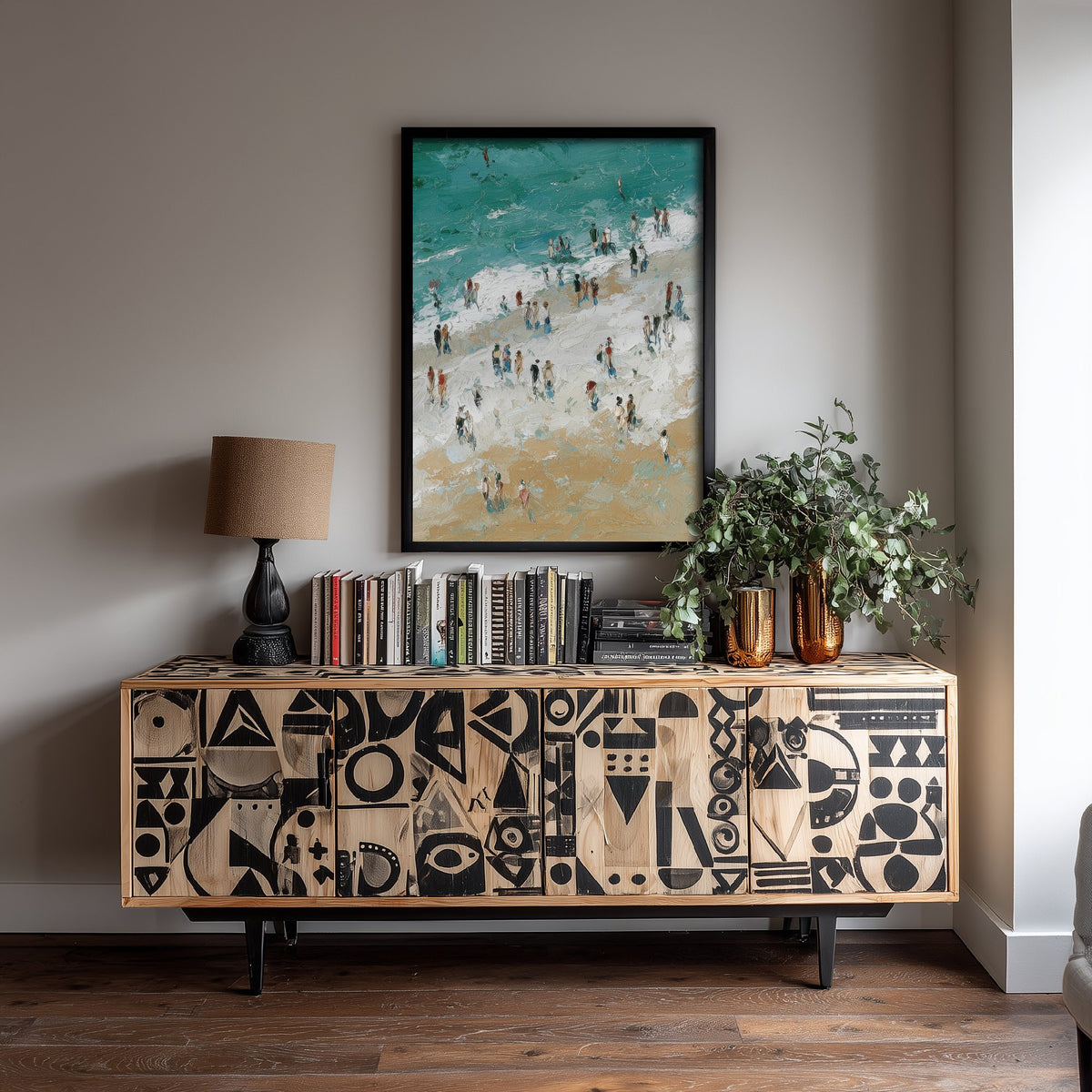 Woolacombe Beach Travel Poster - Aerial Beach Art Print - Impasto Beach Painting - Devon Panel 3/3