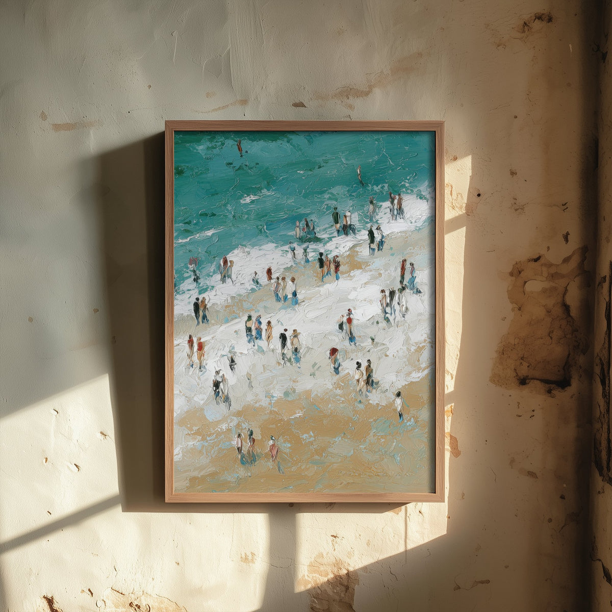 Woolacombe Beach Travel Poster - Aerial Beach Art Print - Impasto Beach Painting - Devon Panel 3/3