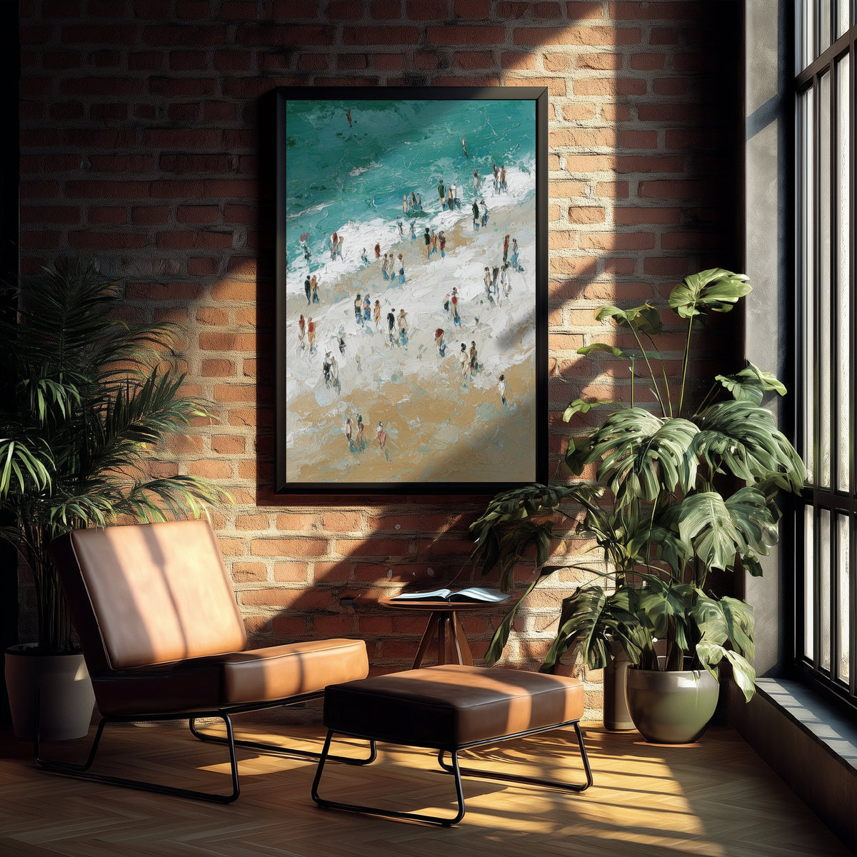 Woolacombe Beach Travel Poster - Aerial Beach Art Print - Impasto Beach Painting - Devon Panel 3/3
