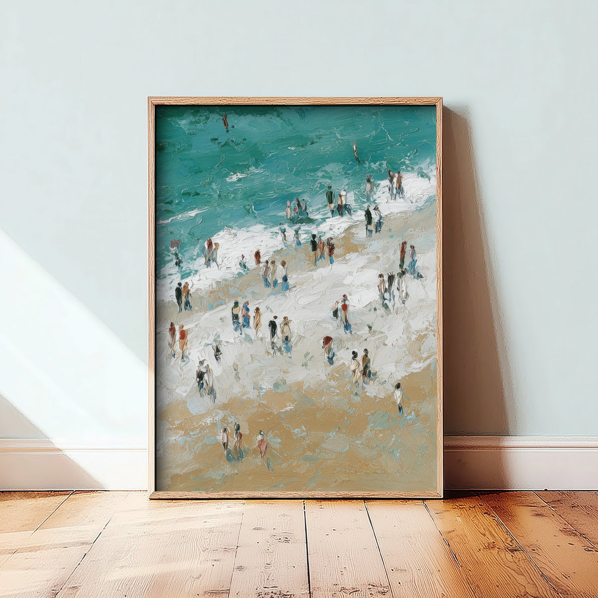 Woolacombe Beach Travel Poster - Aerial Beach Art Print - Impasto Beach Painting - Devon Panel 3/3