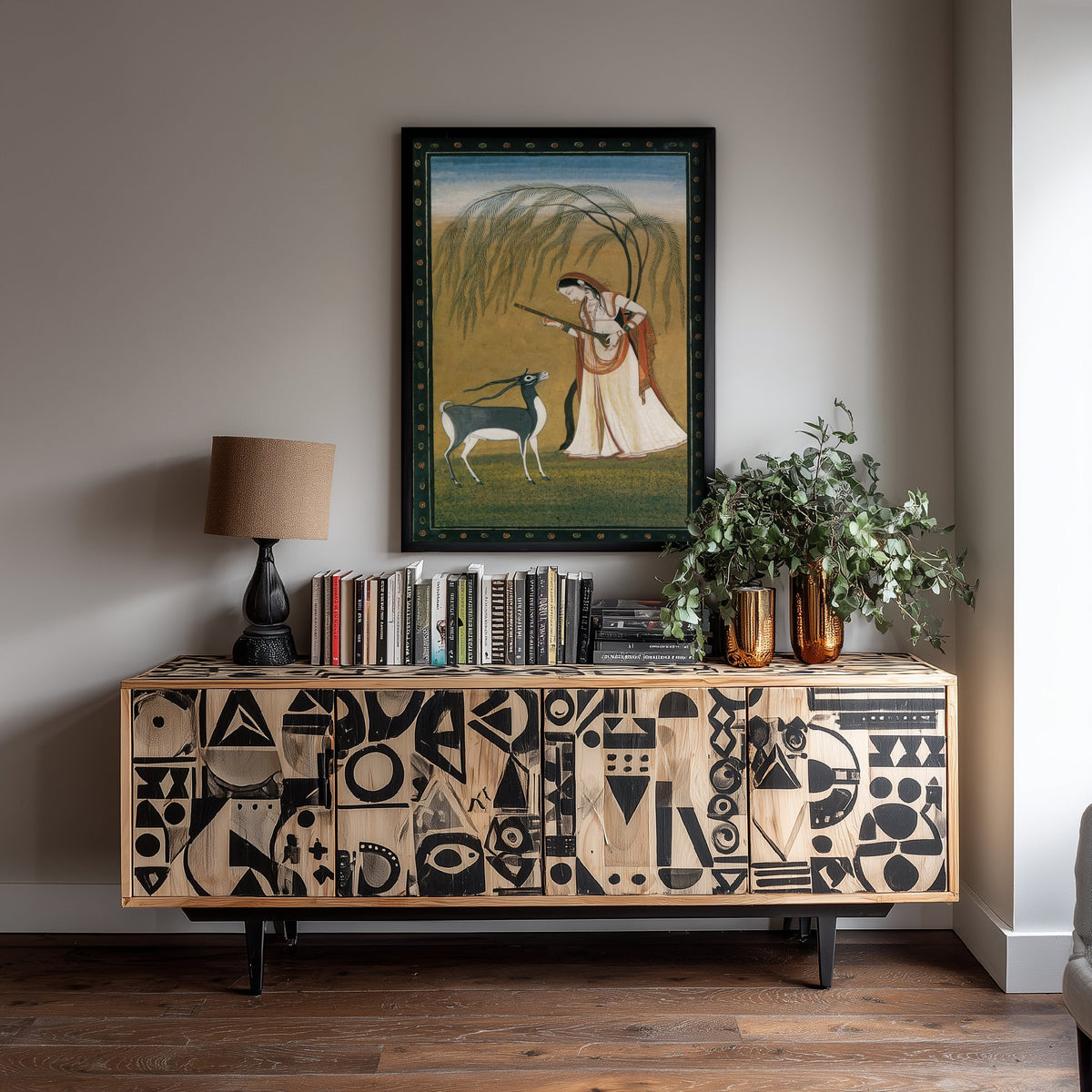 After Nainsukh - The Musical Mode Ragini Todi (1825) - Classic Painting Art Print Poster - Indian Ragamala Miniature