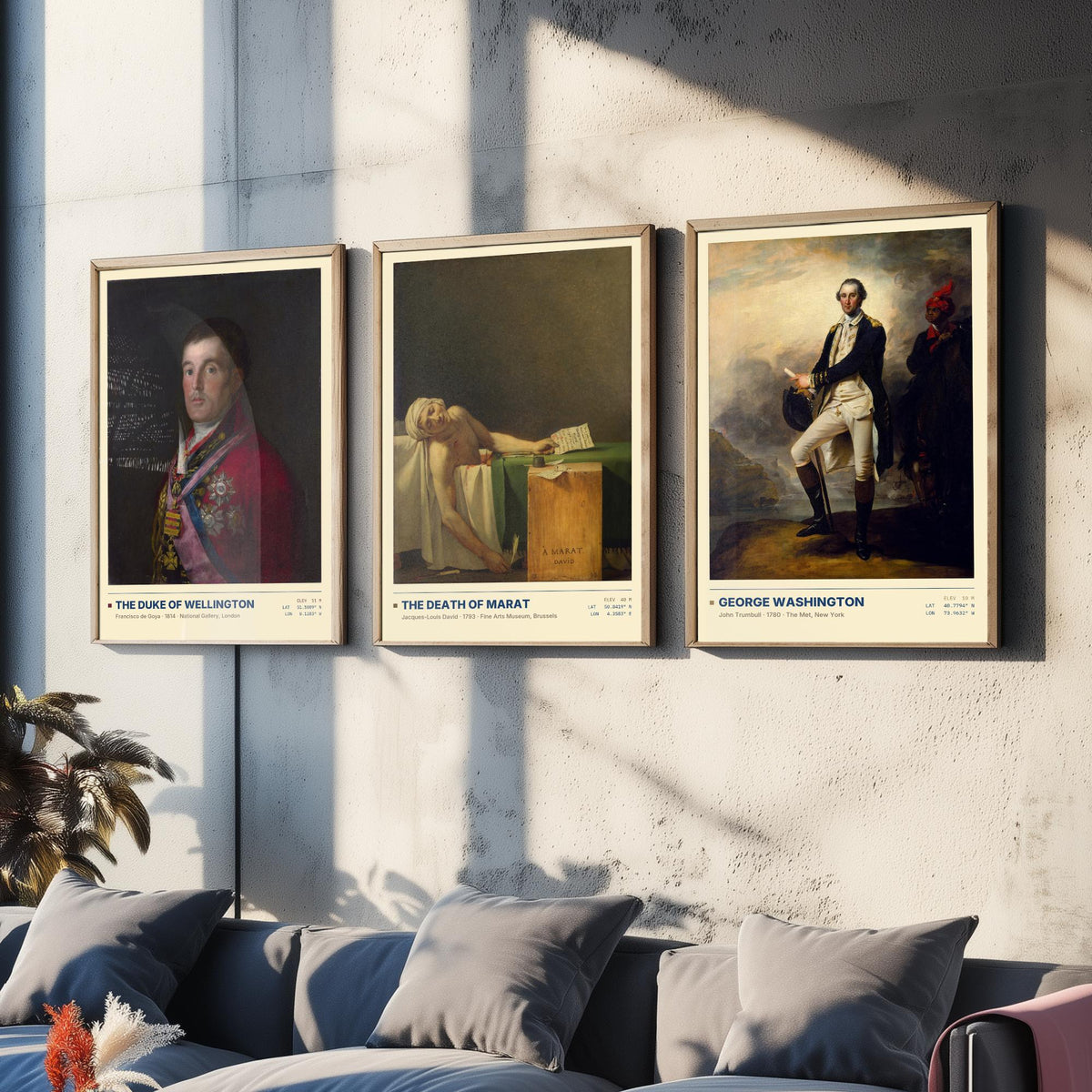 Age of Revolution Set of Three Art Prints - Wellington, Death of Marat, Washington - Goya David Trumbull Gallery Posters - Paintings