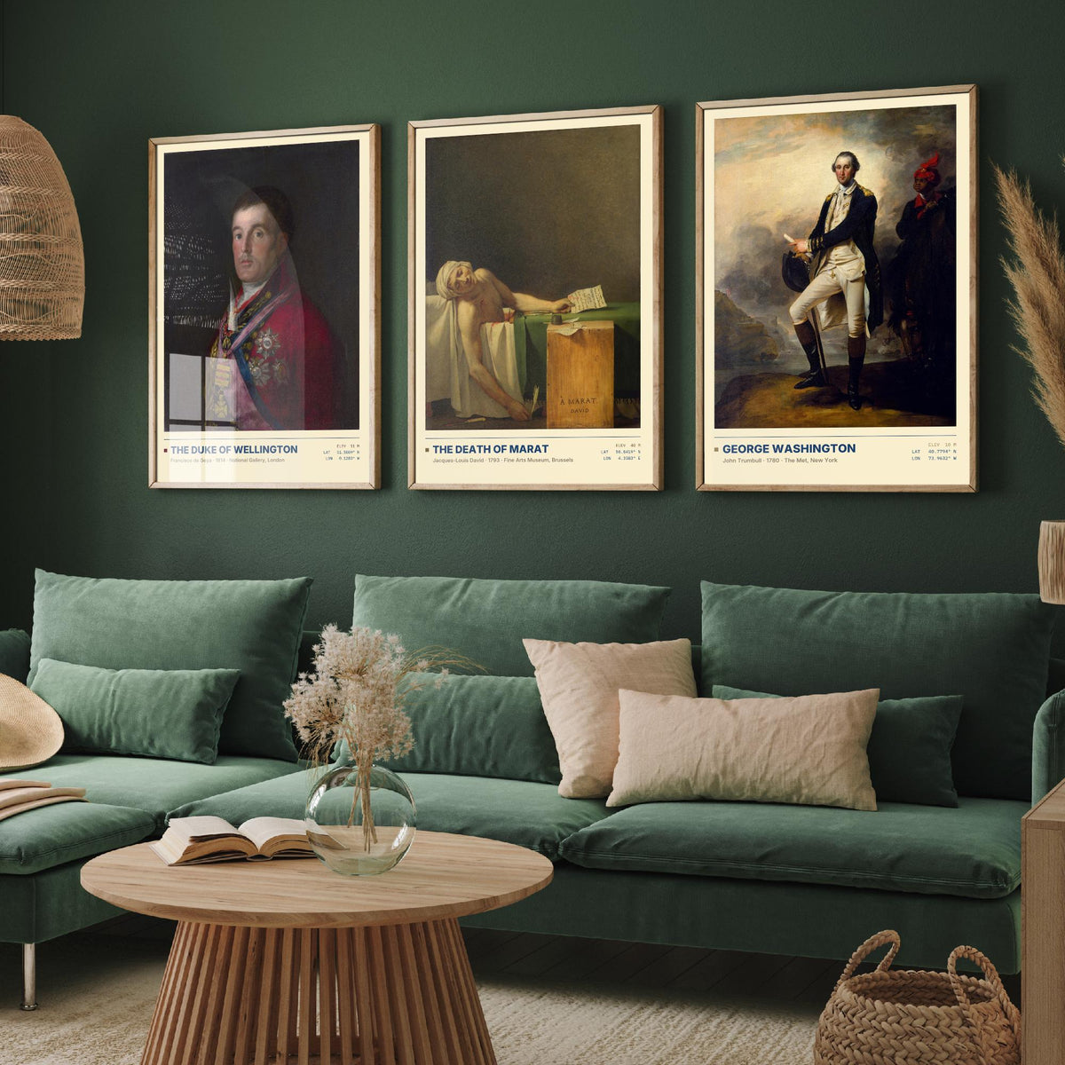 Age of Revolution Set of Three Art Prints - Wellington, Death of Marat, Washington - Goya David Trumbull Gallery Posters - Paintings