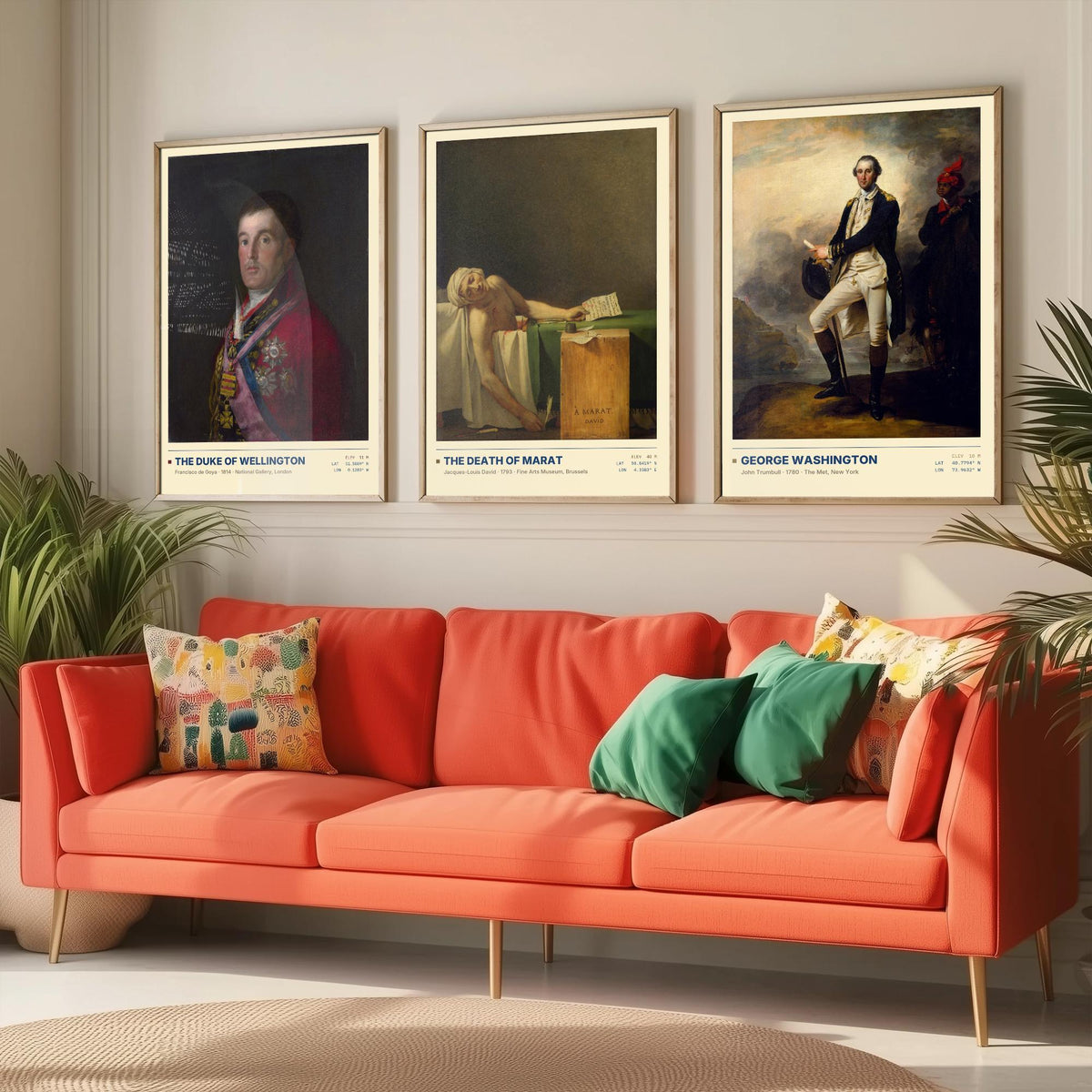 Age of Revolution Set of Three Art Prints - Wellington, Death of Marat, Washington - Goya David Trumbull Gallery Posters - Paintings