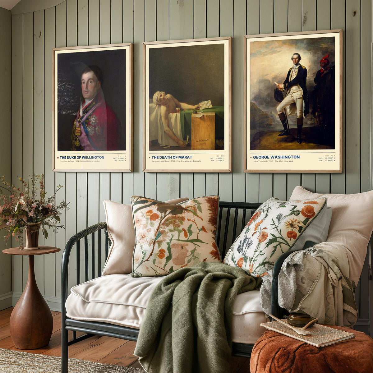 Age of Revolution Set of Three Art Prints - Wellington, Death of Marat, Washington - Goya David Trumbull Gallery Posters - Paintings