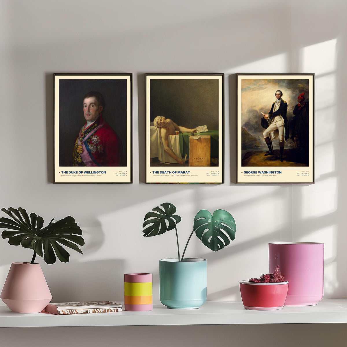 Age of Revolution Set of Three Art Prints - Wellington, Death of Marat, Washington - Goya David Trumbull Gallery Posters - Paintings