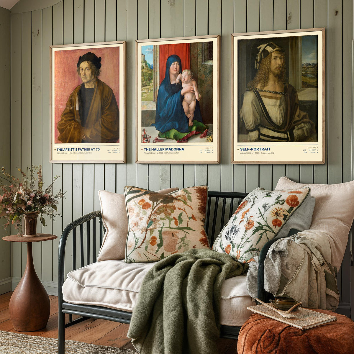 Albrecht Durer Set of Three Art Prints - Father at 70, Haller Madonna, Self-Portrait - Northern Renaissance Gallery Posters - Paintings