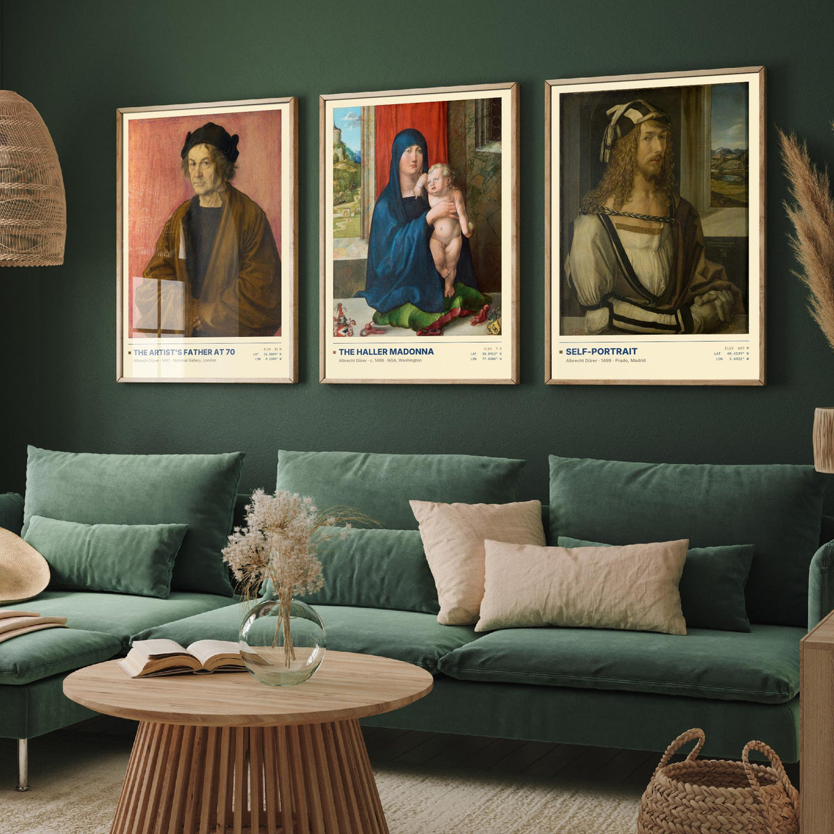 Albrecht Durer Set of Three Art Prints - Father at 70, Haller Madonna, Self-Portrait - Northern Renaissance Gallery Posters - Paintings